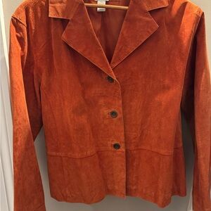 Vintage Chico's Vibrant Orangy rust Suede Blazer